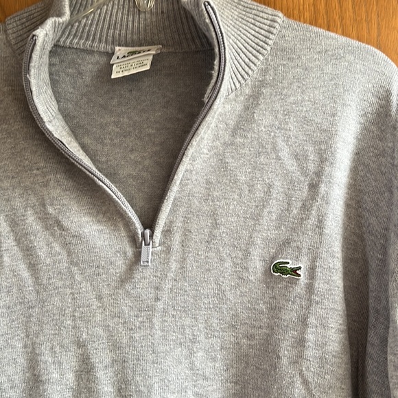 Lacoste Size 6/XL (but runs a bit small )  Quarter Zip Pullover Sweater- grey - Picture 2 of 4